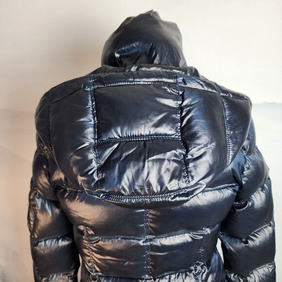 BCBGMaxazria Metallic Sapphire Down Puffer Coat | Women's XS - Picture 13 of 16